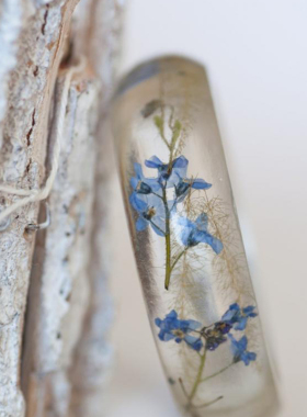 树脂天然勿忘我花朵干花手镯压花