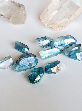 铜电铸复古浅绿色光环石英尖戒指