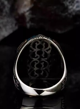 纯银复古戒指蓝色虎眼石