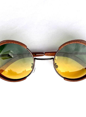 俄罗斯代购复古圆形桃花心木太阳