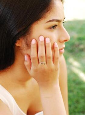 女士925纯银镀金波浪戒指可调节