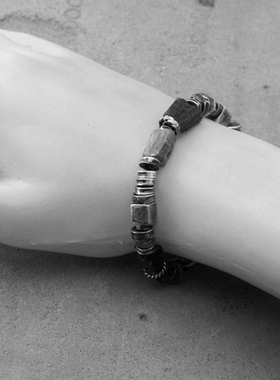 中性纯银复古蓝晶石海蓝宝石手链