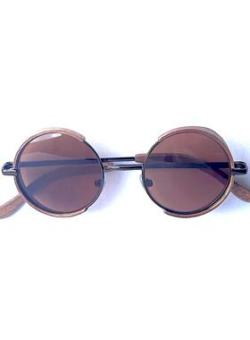 棕色镜防紫外线桃花心木太阳眼镜