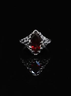 苔藓海蓝宝石黄水晶镶嵌纯银戒指