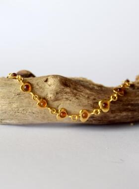 纯银镀金波罗的海天然琥珀手链