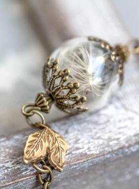 手链青铜蒲公英复古吹制玻璃