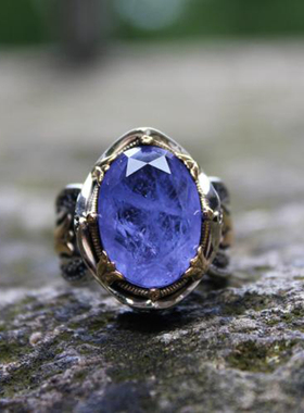 纯银复古紫色帕拉伊巴电气石戒指