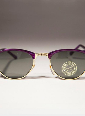 美国代购复古半框红紫女士墨镜
