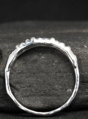 天然多颗蓝色蓝宝石镶嵌戒指结婚