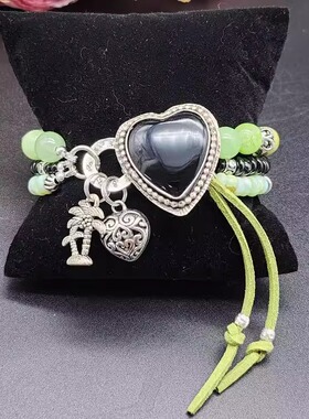 美国代购手作波西米亚心形手链