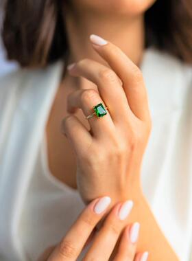 美国代购手作精致方形Emerald