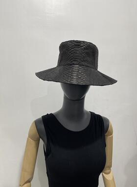 印尼代购宽檐真皮皮帽子