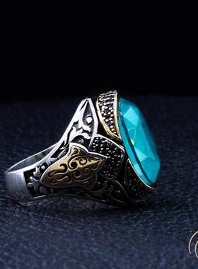 蓝色帕拉伊巴碧玺宝石诞生石戒指