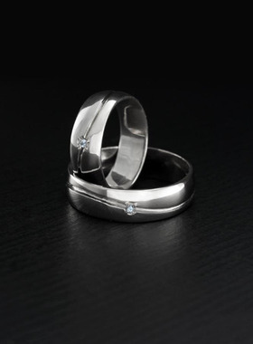 立方氧化锆石纯银情侣对戒戒指