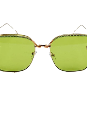 美国代购手作方形绿色编织太阳镜