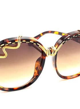 美国代购手作圆形龟纹金属墨镜