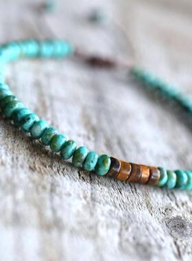 男士天然绿松石宝石虎眼石手链