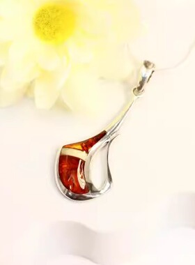 美国代购手作白琥珀纯银项链