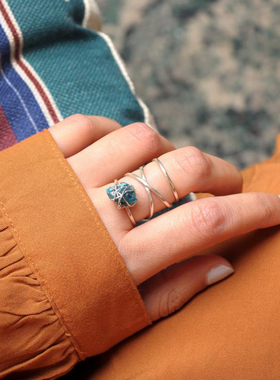 女纯银戒指天然原石磷灰石戒指