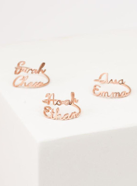 定制字母名字戒指纯银玫瑰金中性