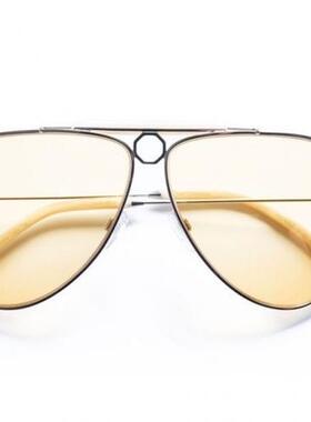 手作复古飞行员黄镜片男士太阳镜