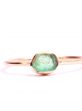 女黄金玫瑰金复古天然翡翠戒指