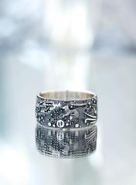 宇宙外太空星星俏皮狐狸戒指