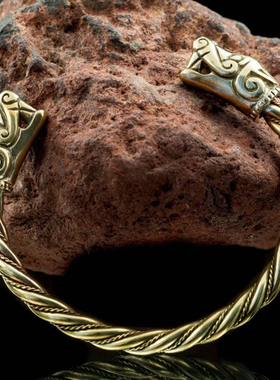 复古男青铜编织动物手镯开口可调