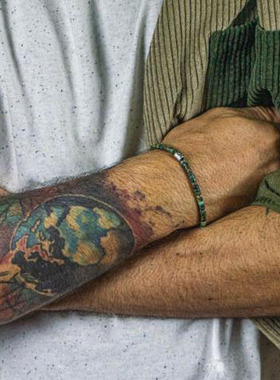 非洲绿松石碧玉绿色串珠男士手链