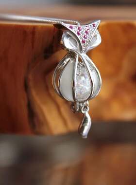 夜光狐狸小盒项链银925纯银情侣