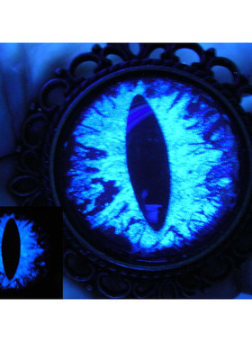 古铜色蓝色龙眼邪眼猫夜光项链