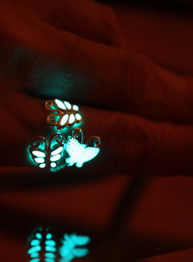 复古夜光蝴蝶戒指手作代购