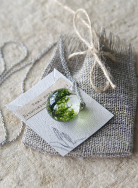 植物项链金属苔藓毛衣链女士树脂