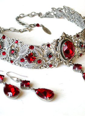 掐丝水晶华丽新娘4件套装项链