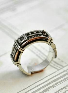 手作蒸汽朋克雕刻炫酷结婚戒指