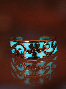 手作奢华夜光小花镶钻脚指环