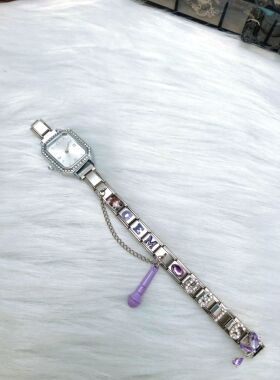 意大利模块手链邓紫棋应援话筒双吊坠定制照片紫色宝石蝴蝶GEM