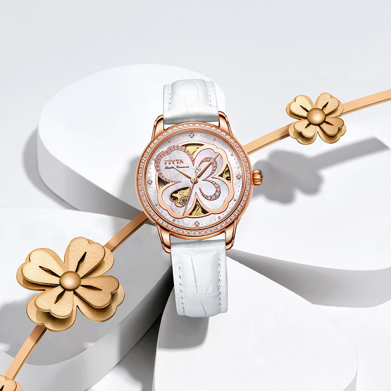 高圆圆同款飞亚达四叶草系列机械表 飞亚达国产腕表