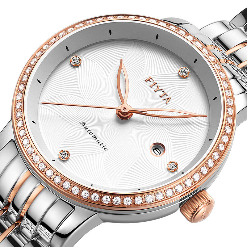 飞亚达女士自动防水钢带简约机械表 飞亚达国产腕表