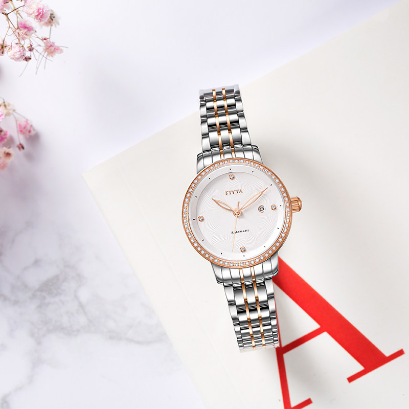 飞亚达女士自动防水钢带简约机械表 飞亚达国产腕表