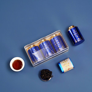 华祥苑特级茶叶 国缤小蓝罐武夷山牛肉桂大红袍铁观音 25g分享装