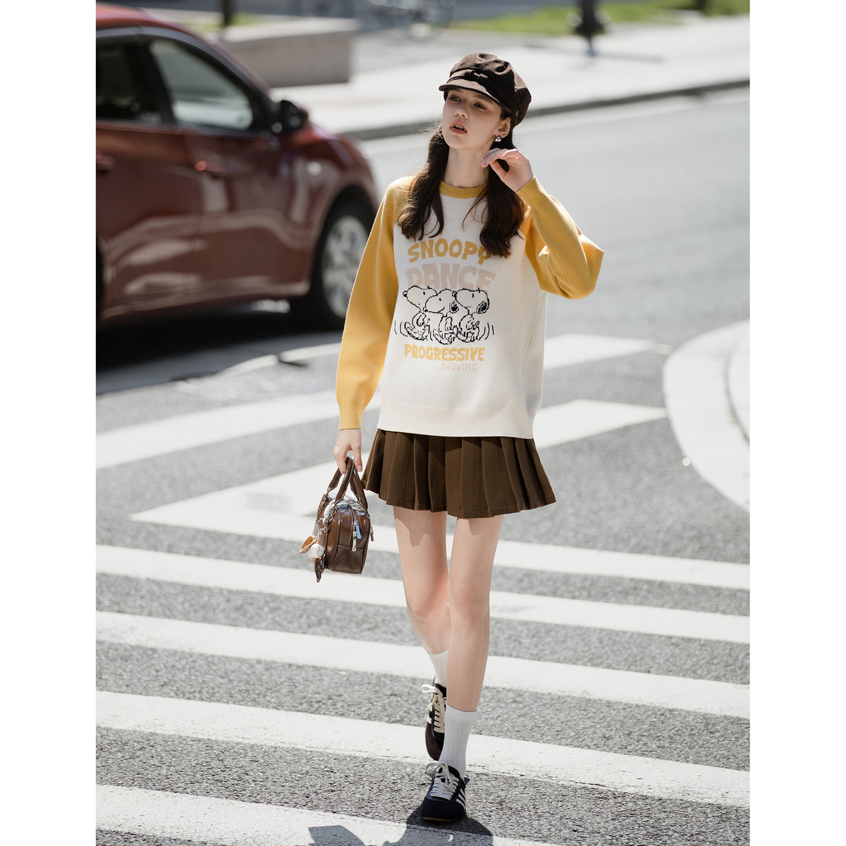 唐狮2026秋冬女史努比插肩袖前胸大图案毛线衫可爱针织女毛衣,淘宝优惠券,粉丝福利购,淘宝优惠卷