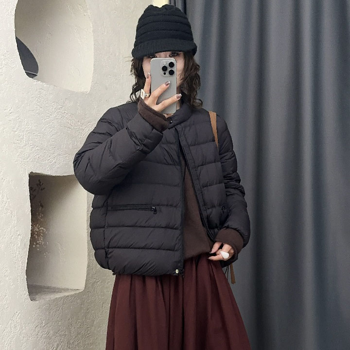 韩版时尚新国标90白鸭绒女士羽绒服25冬季新款洋气安心绒圆领外套 - 图2