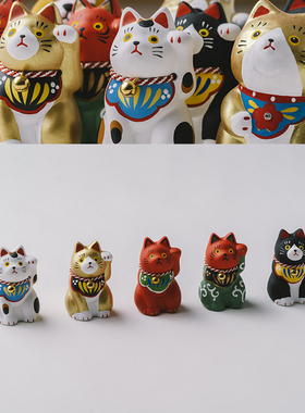 日本制濑户烧民间传统招福开运招财猫摆件桌面开业送礼居家饰品