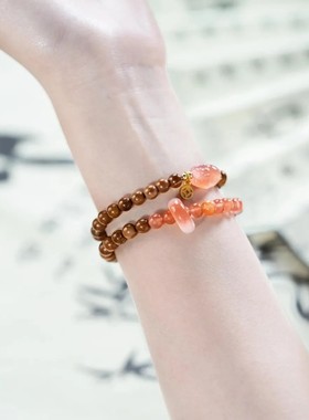 天然库克手串女款招财貔貅玛瑙手链菩提子木质佛珠文玩串珠新中式