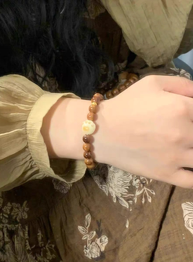 原创高油库克串珠手链新中式手串菩提猫爪学生可爱生日礼物女