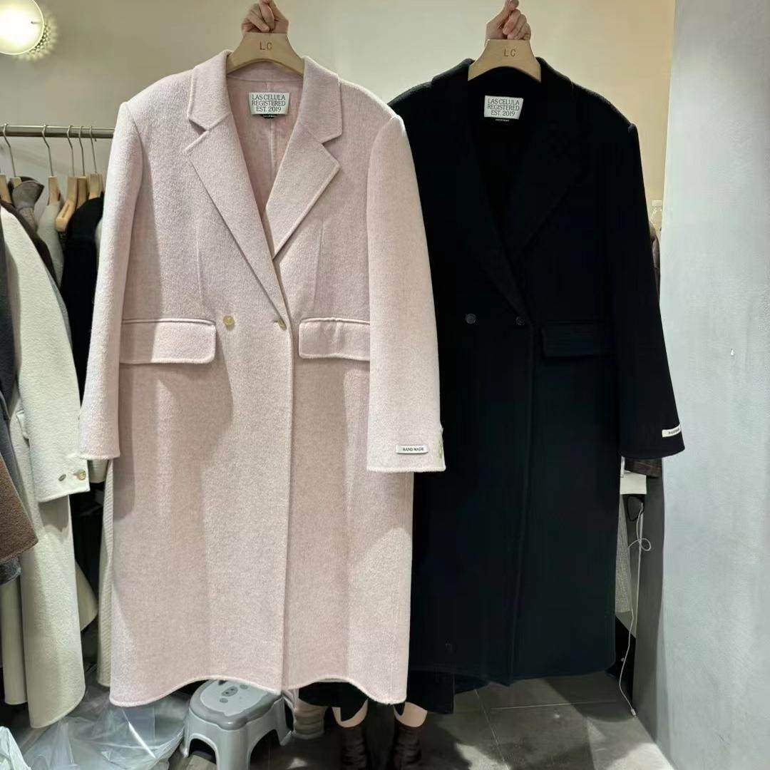 LAS CELULA正品实体店同款高端双面羊羔毛大衣女韩系大码长款外套,淘宝优惠券,粉丝福利购,淘宝优惠卷