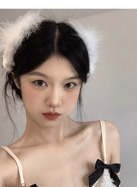 白天鹅超仙天使十字架羽毛双层发箍少女头饰芭蕾舞蹈演出cos