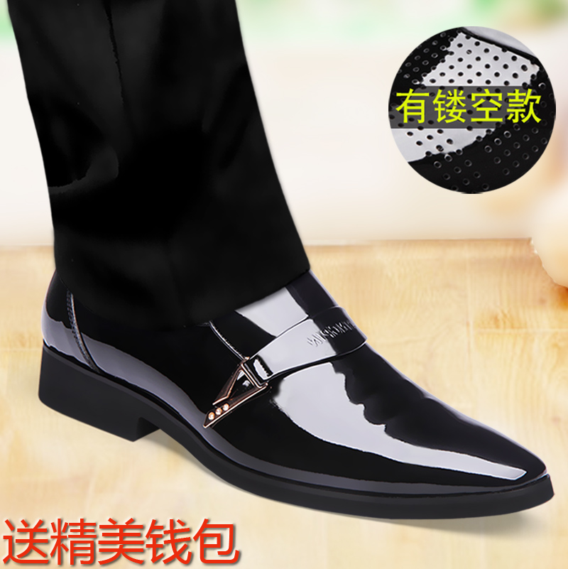 2019春夏季透氣男皮鞋內增高男鞋尖頭真皮商務正裝韓版英倫婚鞋子