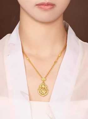 四美葫芦吊坠项链时尚轻奢金包银镶嵌莫桑钻福禄挂坠锁骨链送女友